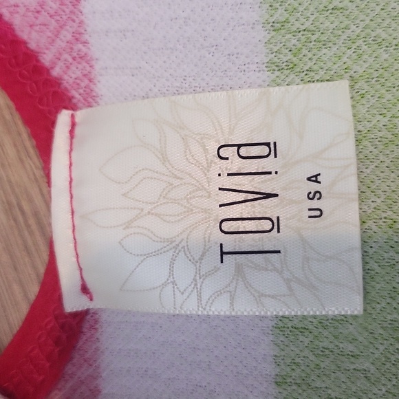 TOVIA Pink White Green Blue Stripe Tank Dress - Picture 6 of 6